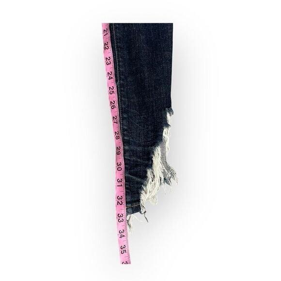 R13 Jeans Indigo Kate Skinny Angled Hem Fray-Howell Dark Wash Denim Size 28 - Picture 12 of 15